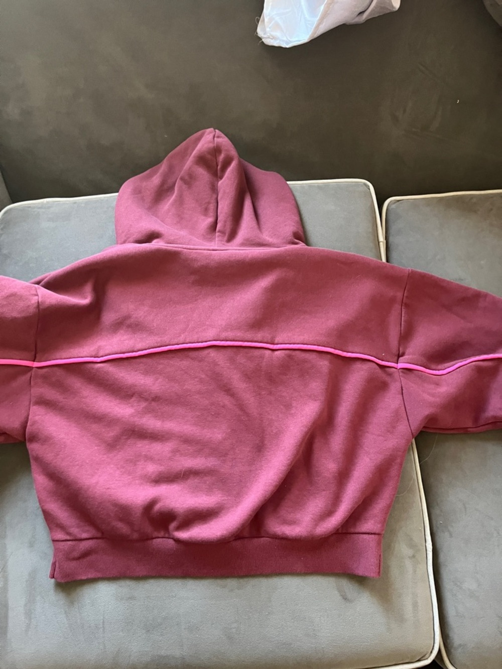 JoyLab Maroon Cropped Hoodie with Hot Pink Drawcords - Picture 7 of 9
